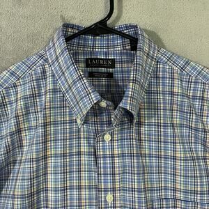 Lauren Ralph Lauren Black Label Regular Fit Stretch Shirt 17 32/33 Blue Plaid XL